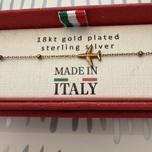 Mia Fiore Italy 18K Gold Plated over Sterling Silver Airplane Bracelet 6.5” + 1”